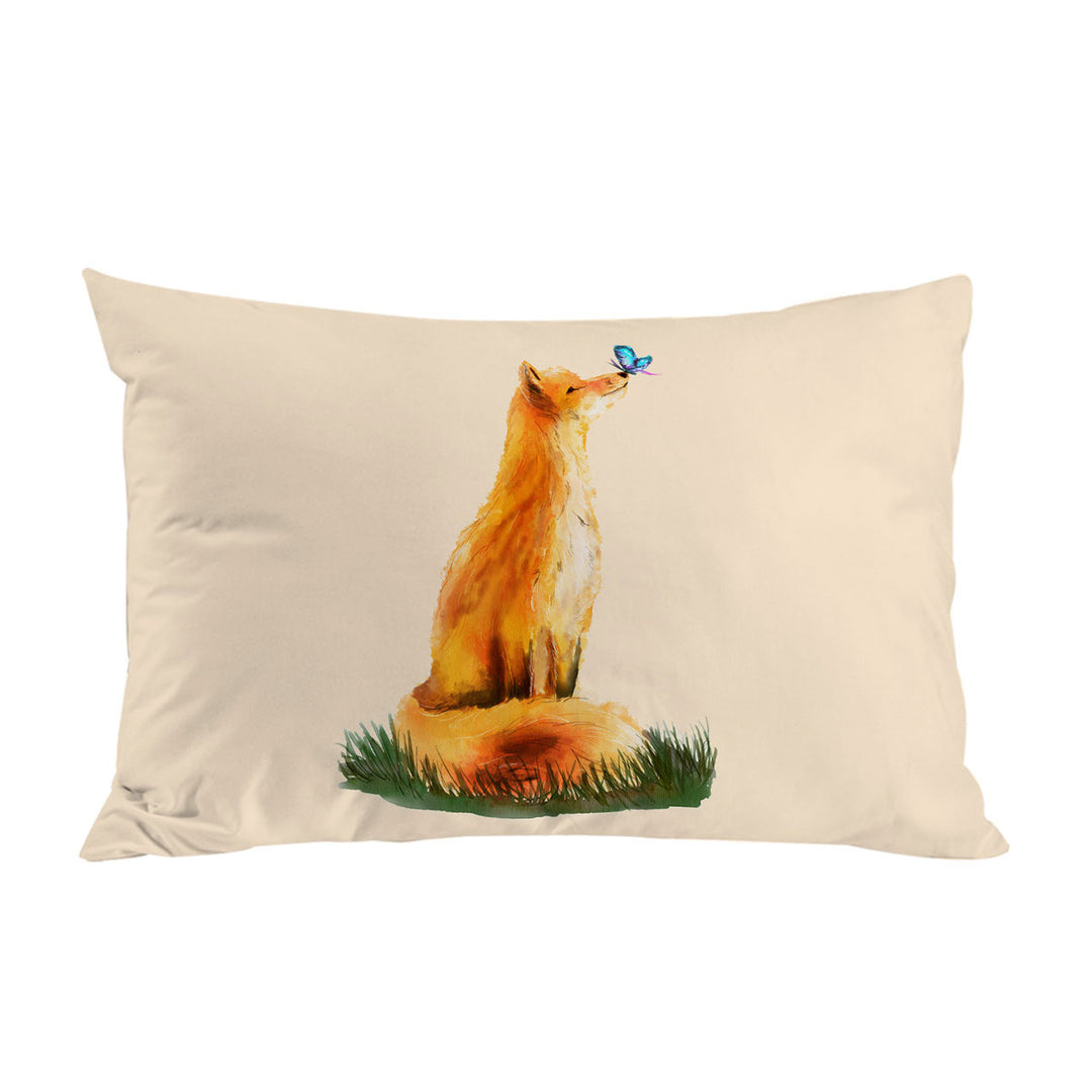 Art Painting Sweet Fox and Butterfly Pillowcase