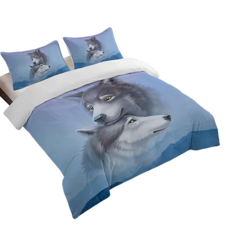 Art Painting Wolves Couple Duvet Covers