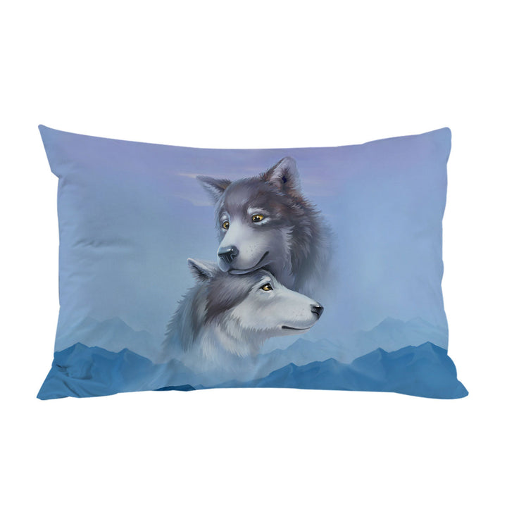 Art Painting Wolves Couple Pillow Cases