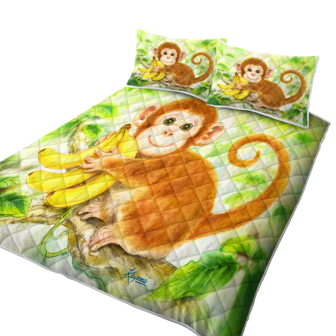 Art Painting for Kids Baby Monkey King Size Bedspreads