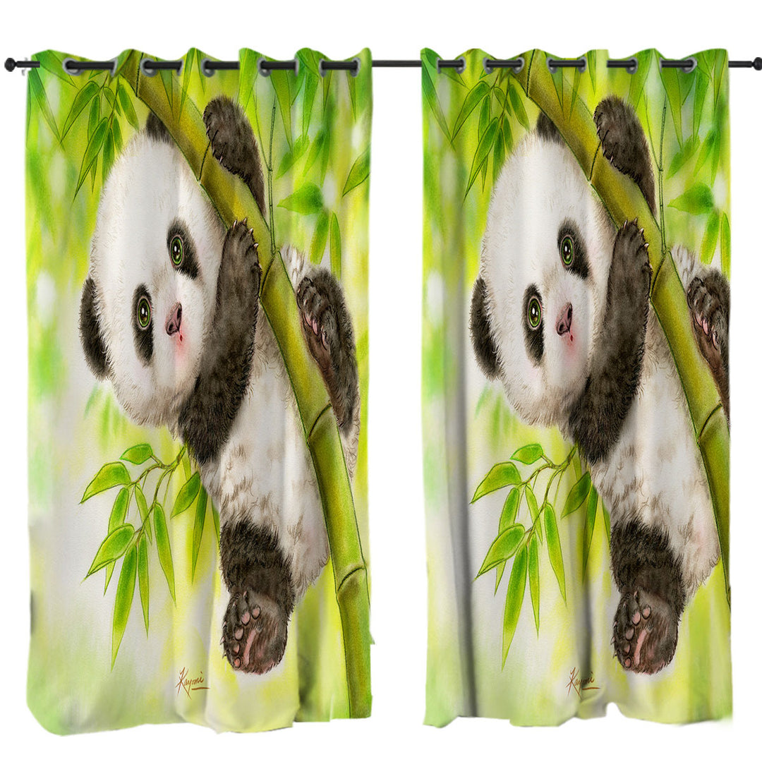 Art Painting for Kids Baby Panda Curtains for Living Room
