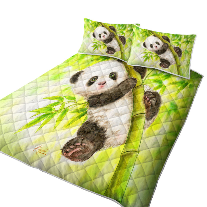 Art Painting for Kids Baby Panda King Quilt