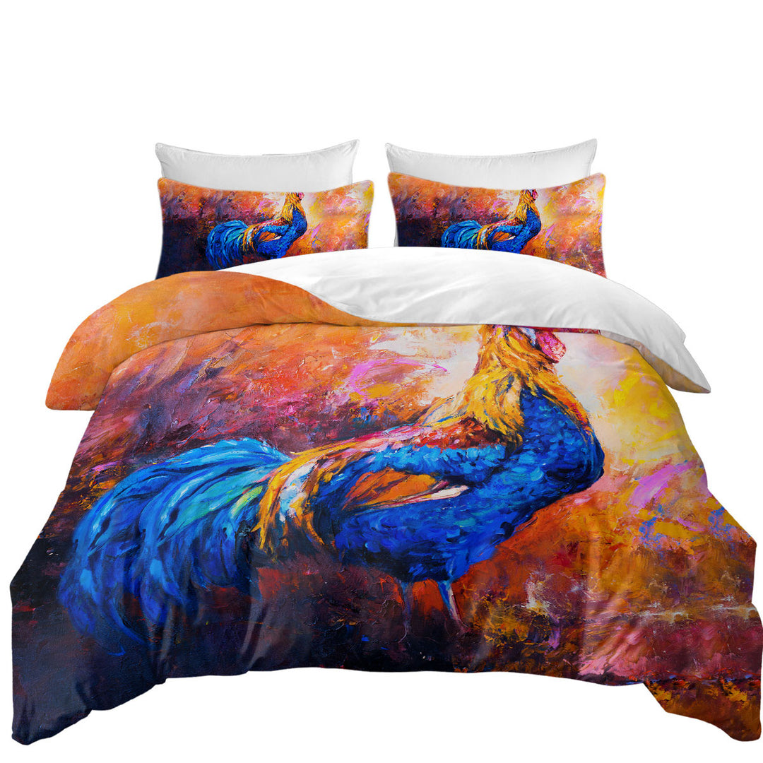Art Painting of Impressive Rooster Duvet Cover