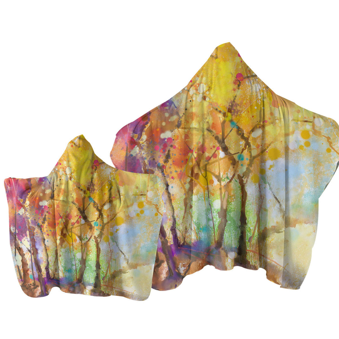 Artistic Autumn Forest Hooded Beach Towel