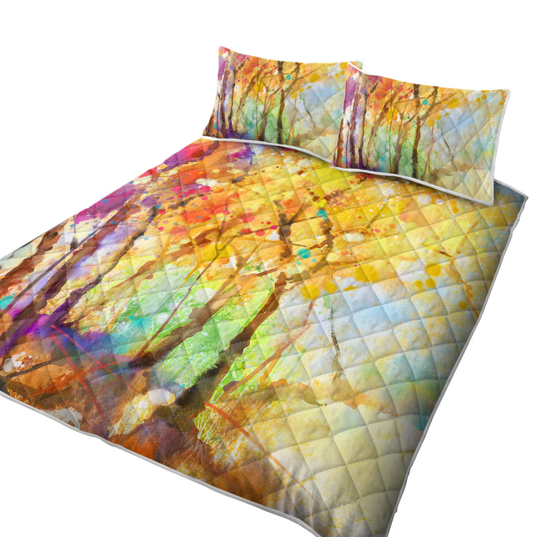 Artistic Autumn Forest Quilts for Beds