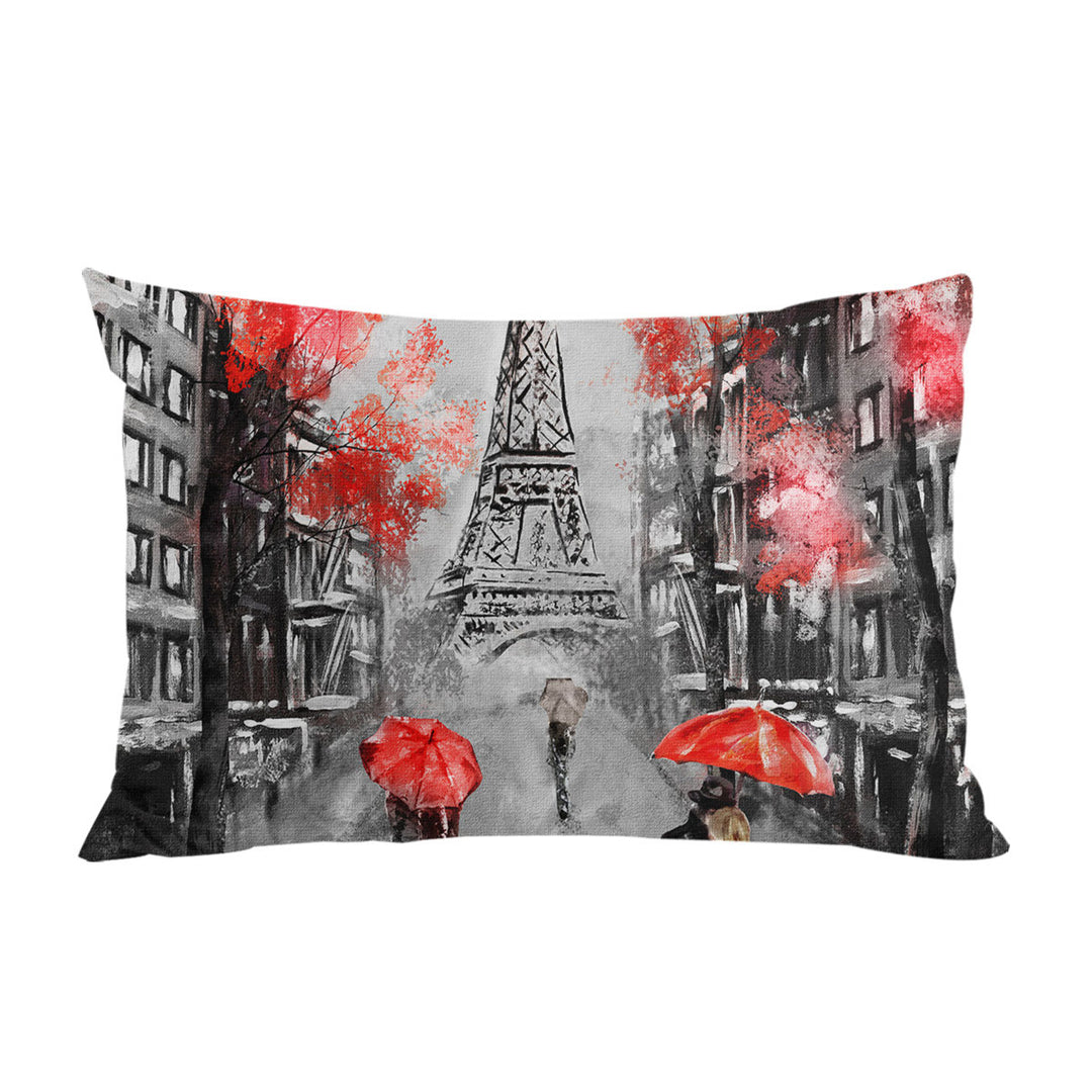 Artistic Autumn Red Eiffel Tower Pillowcase