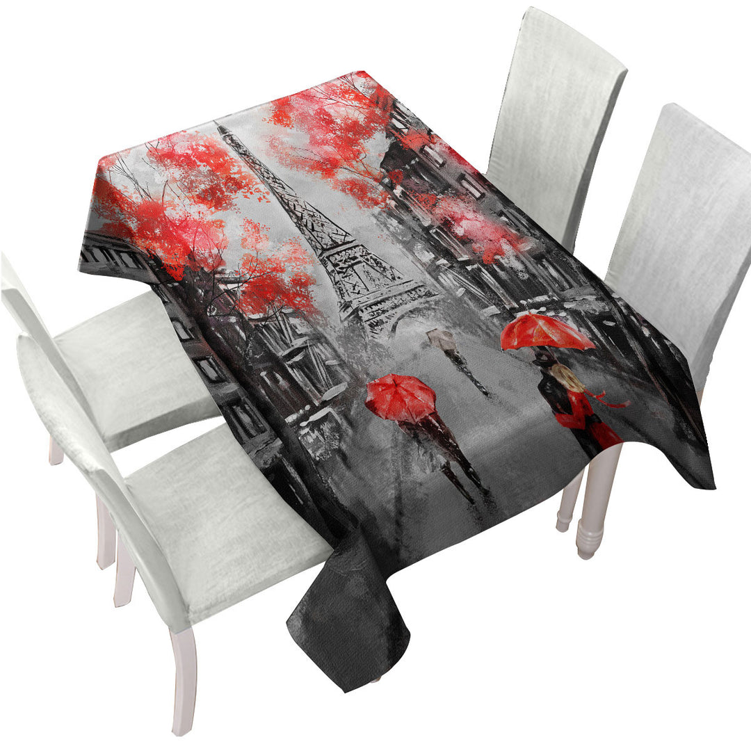 Artistic Autumn Red Eiffel Tower Tablecloths