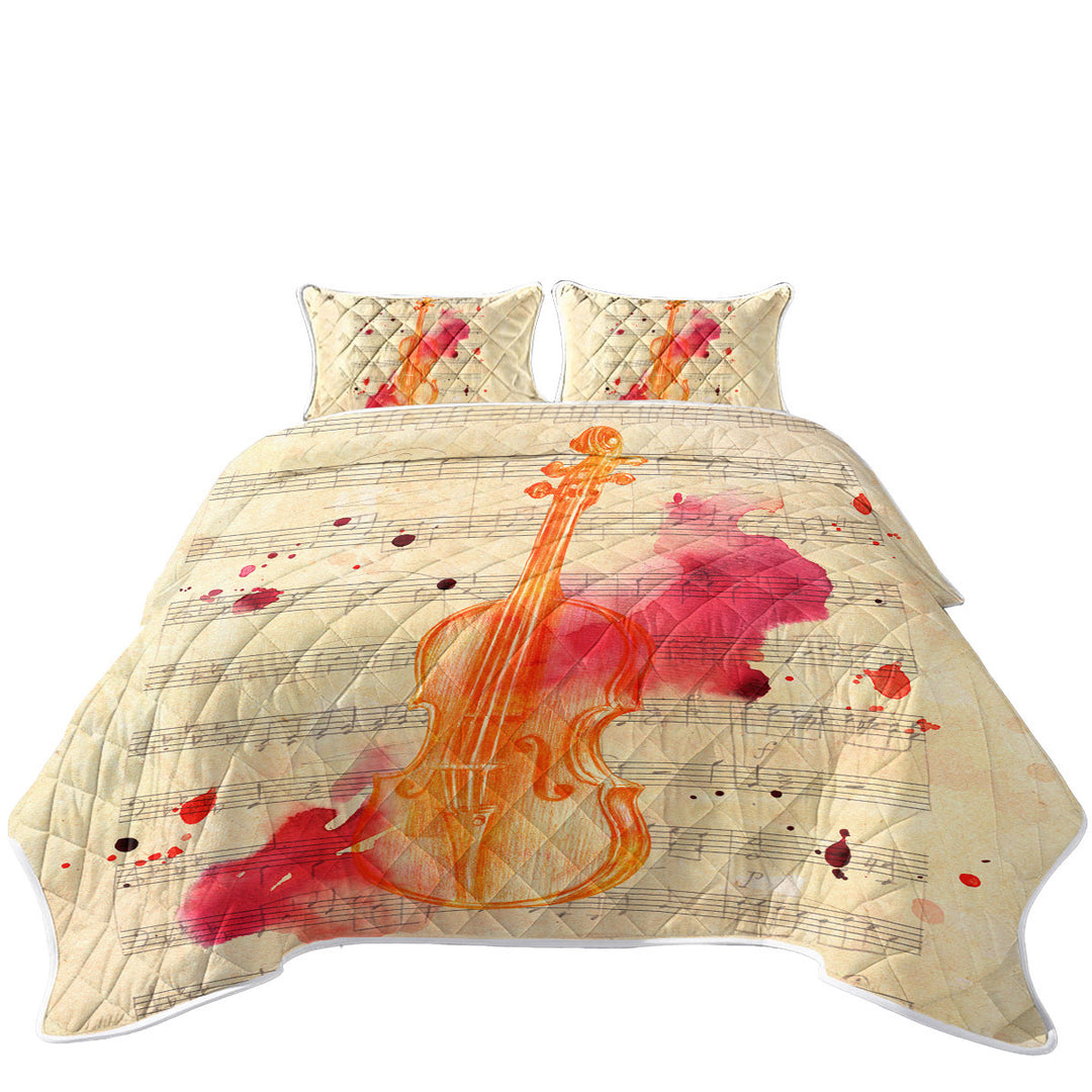Artistic Bloody Violin King Size Quilt Sets