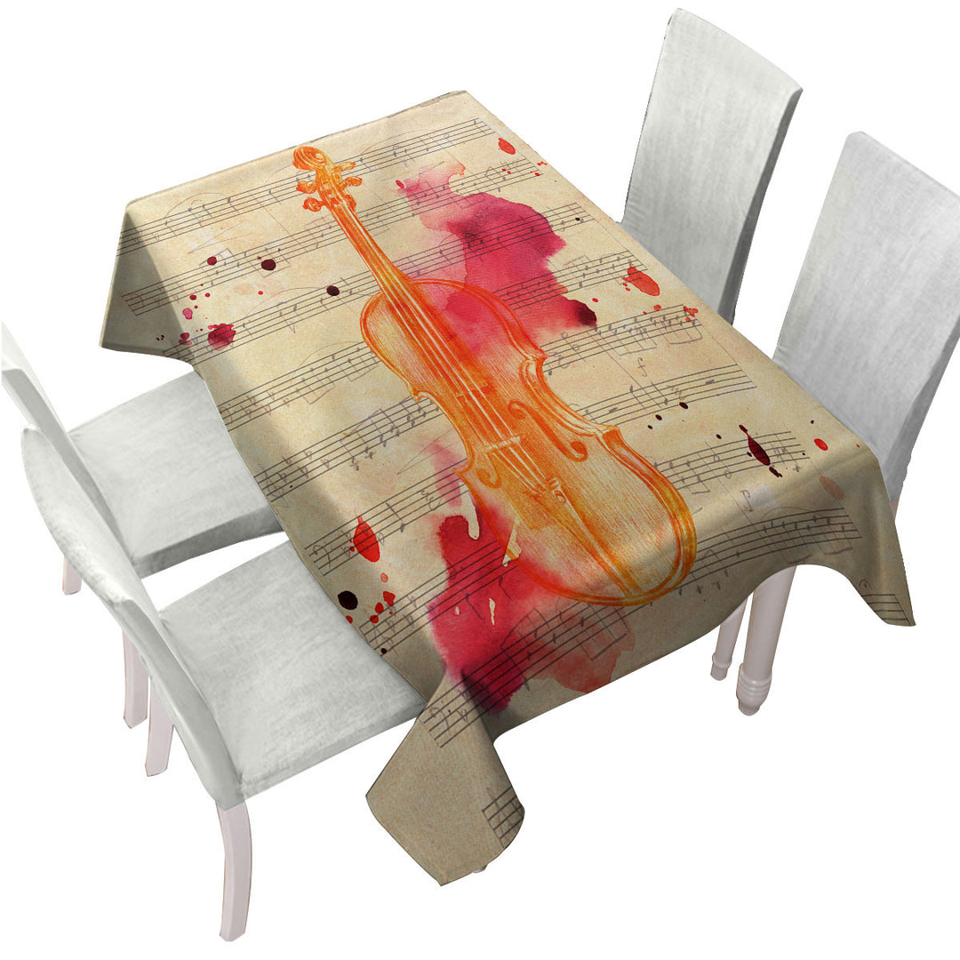 Artistic Bloody Violin Printed Tablecloth