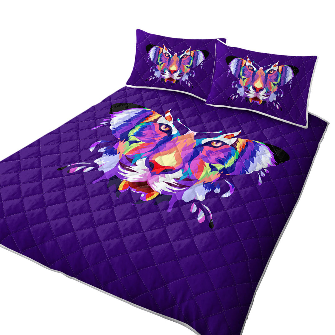 Artistic Colorful Butterfly Tiger Coverlet