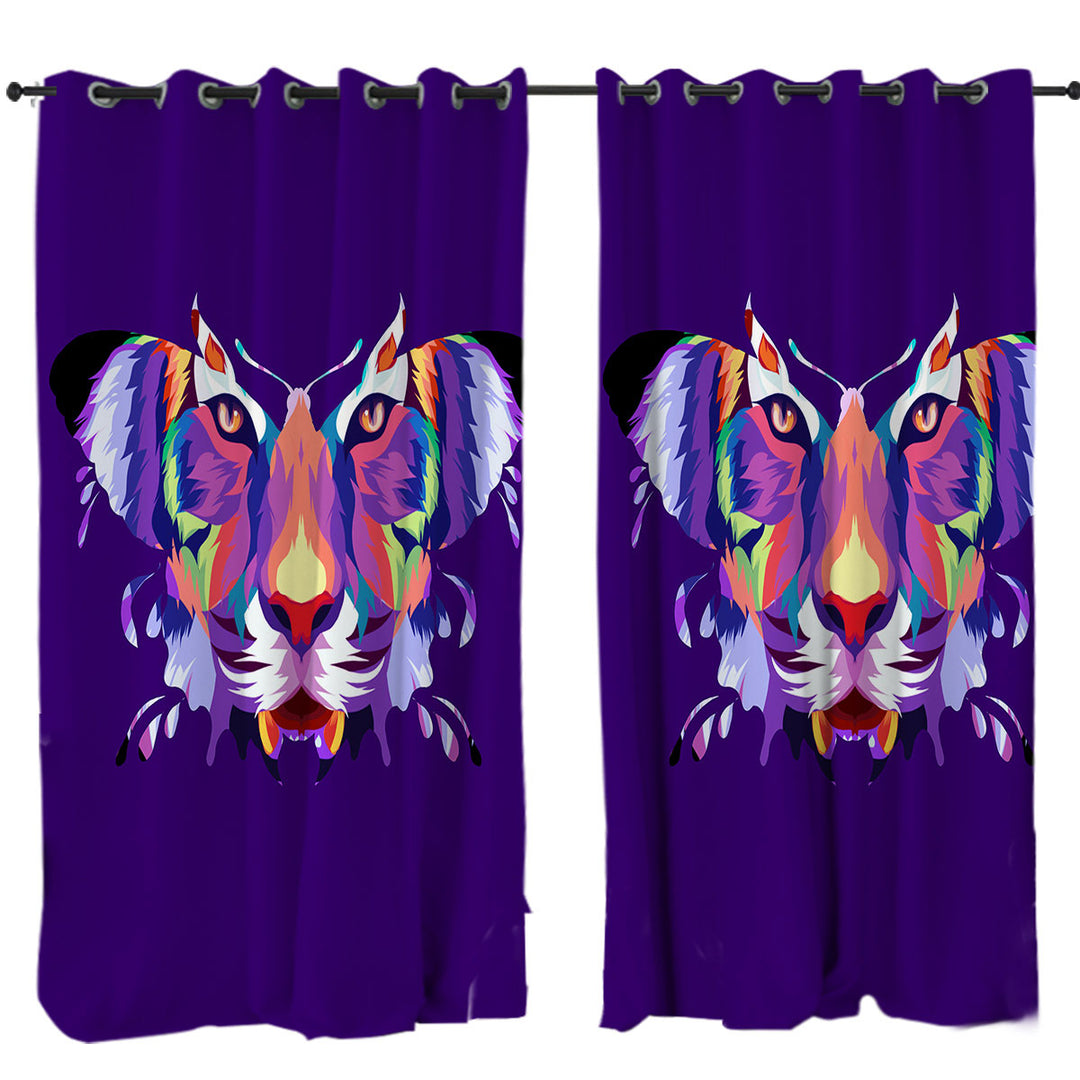 Artistic Colorful Butterfly Tiger Curtain