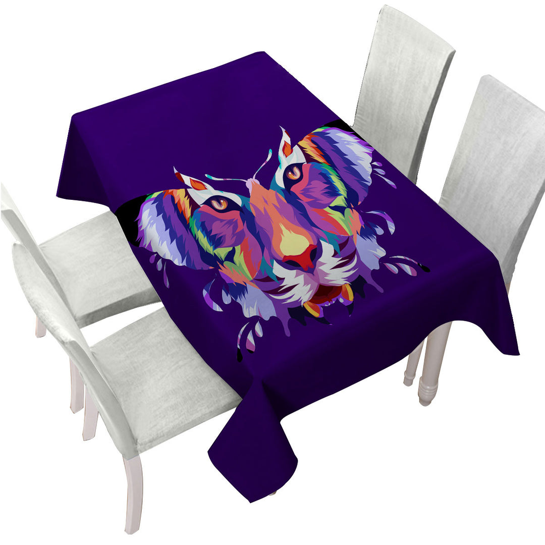 Artistic Colorful Butterfly Tiger Tablecloth