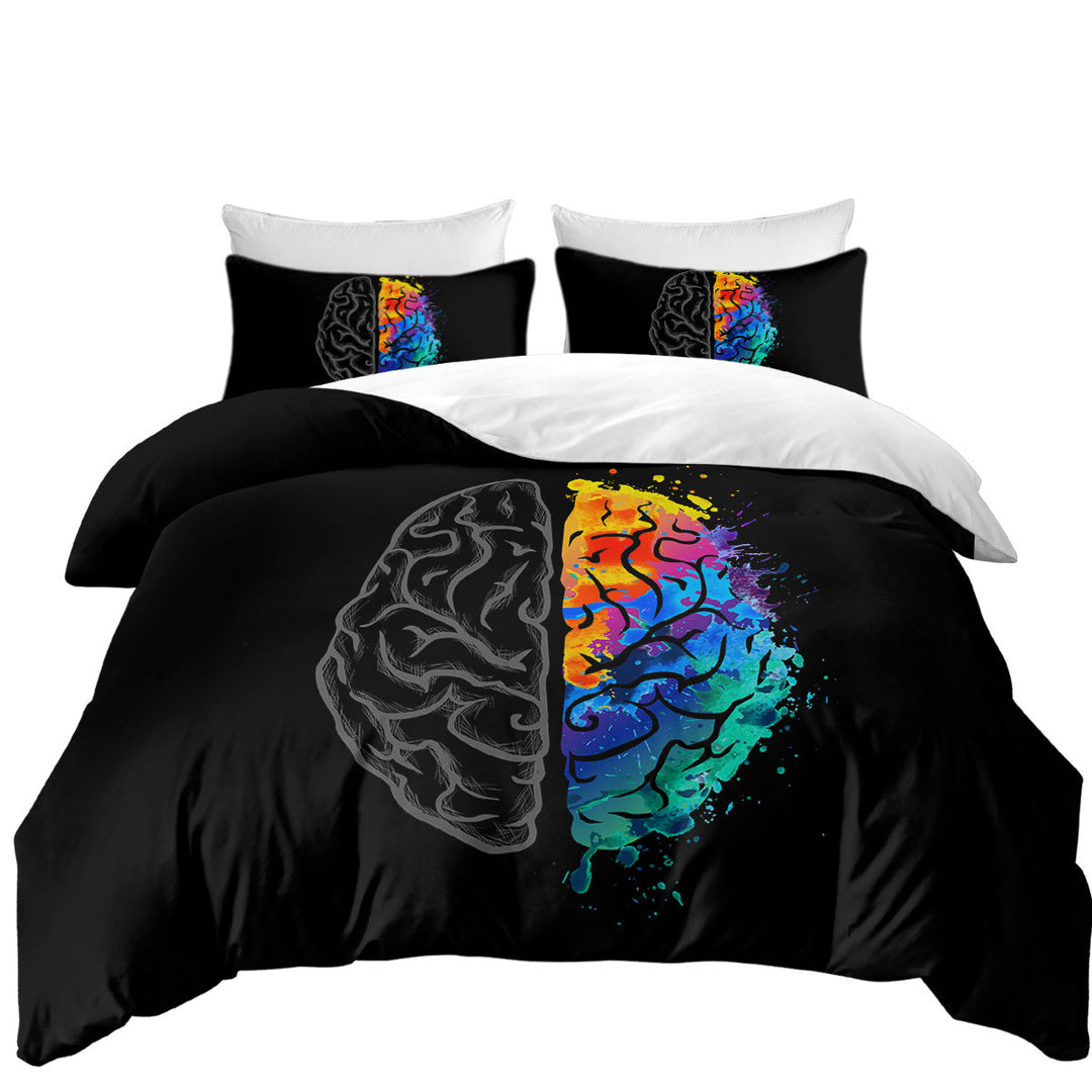 Artistic Colorful and Grey Human Brain Best Duvet Covers