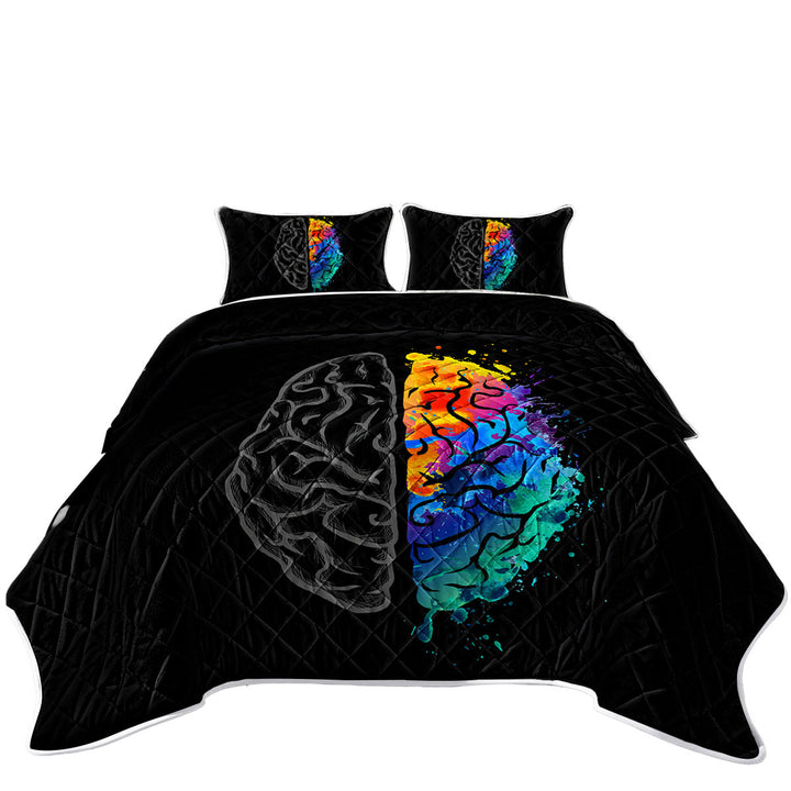 Artistic Colorful and Grey Human Brain Quilts