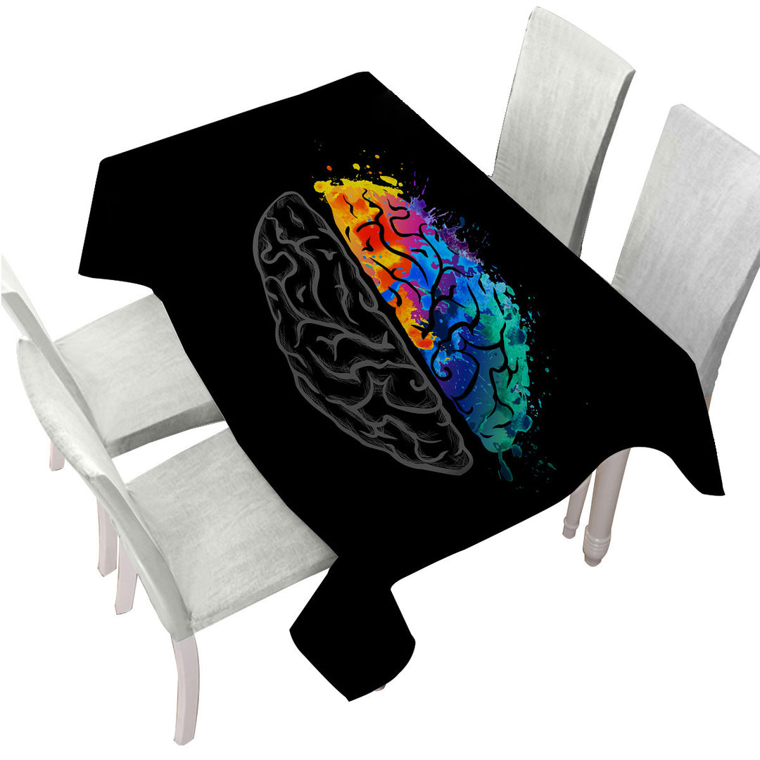 Artistic Colorful and Grey Human Brain Tablecloths