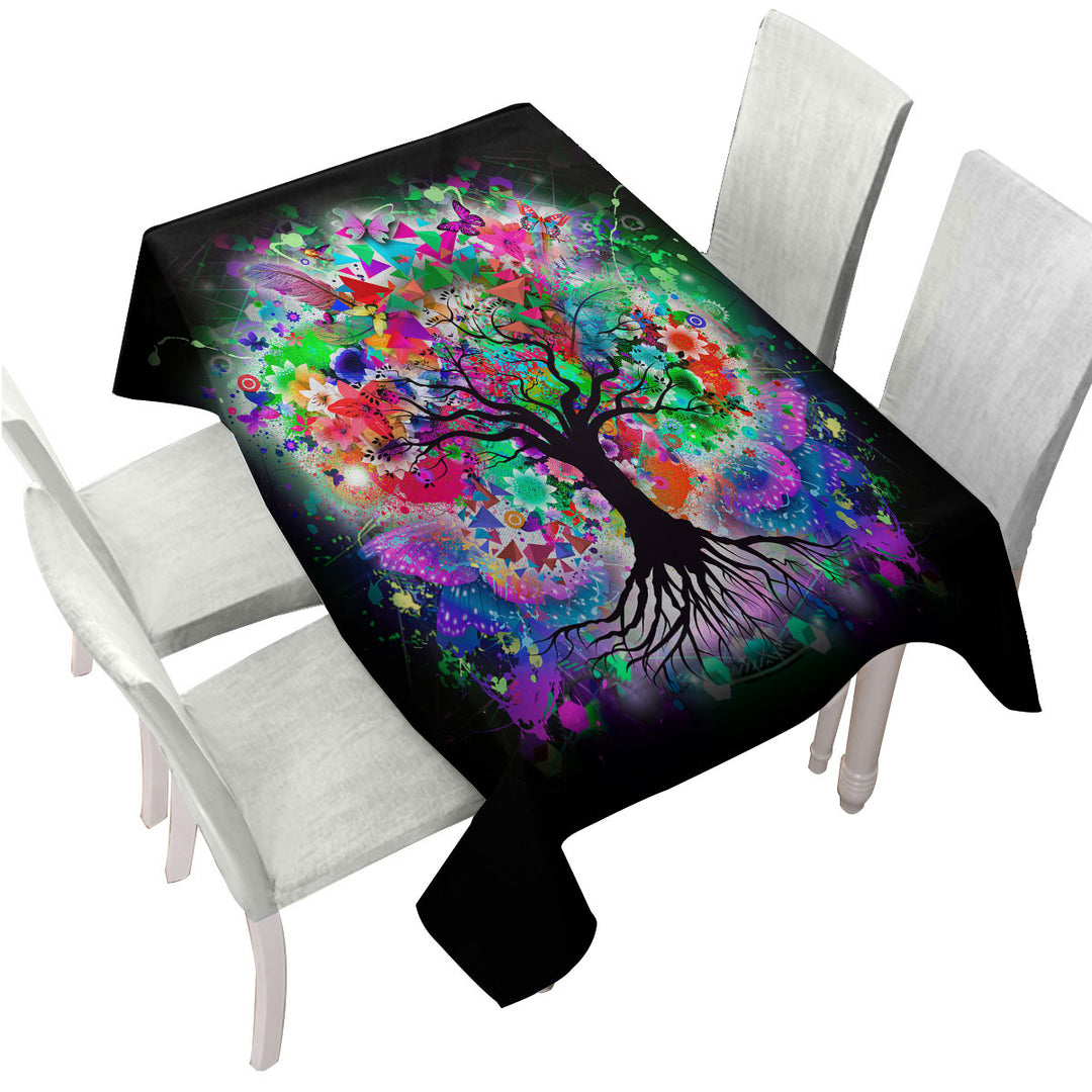 Artistic Crazy Colored Tree Tablecloths