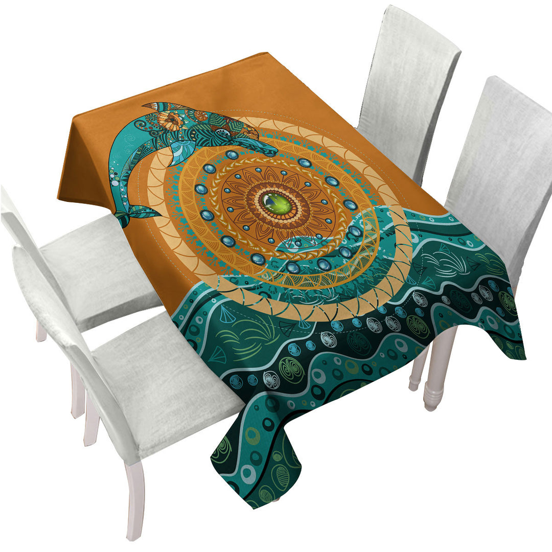 Artistic Dolphin over the Sun Tablecloths
