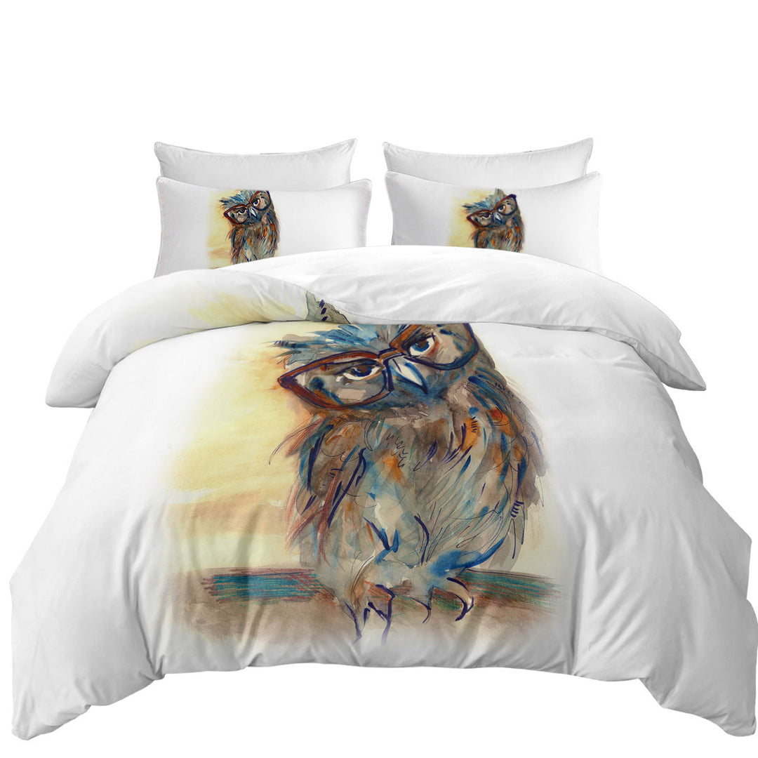 Artistic Drawing Sophisticated Chic Owl Duvet Covers