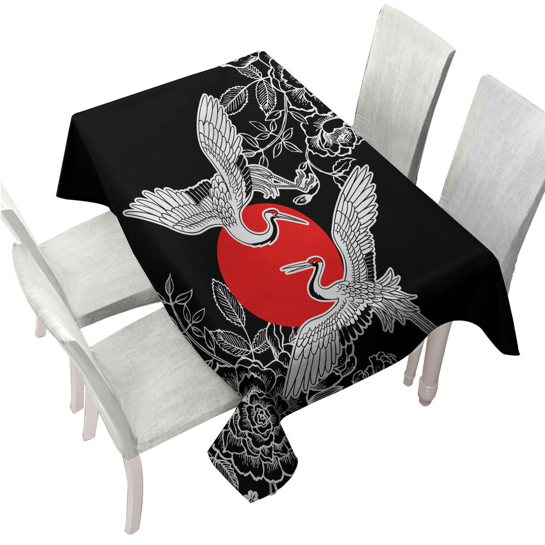 Artistic Flowers and Storks Custom table cloth