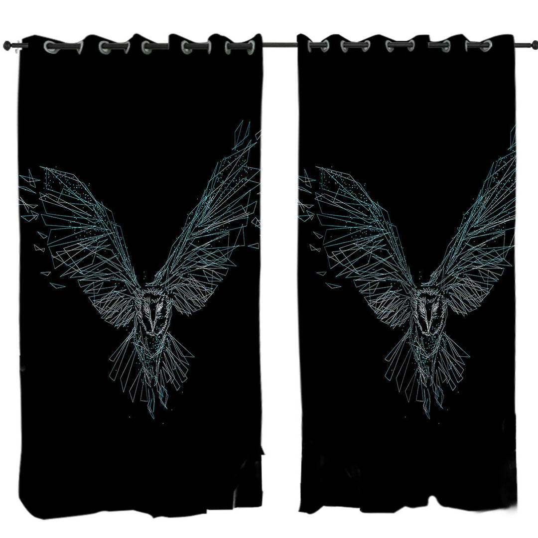 Artistic Flying Owl Drawing Curtains