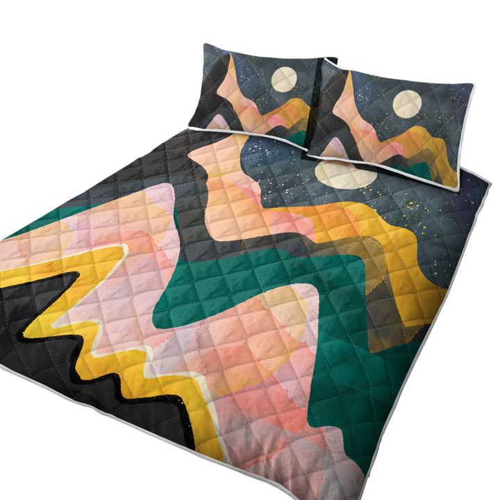 Artistic Mountains under a Full Moon Coverlet