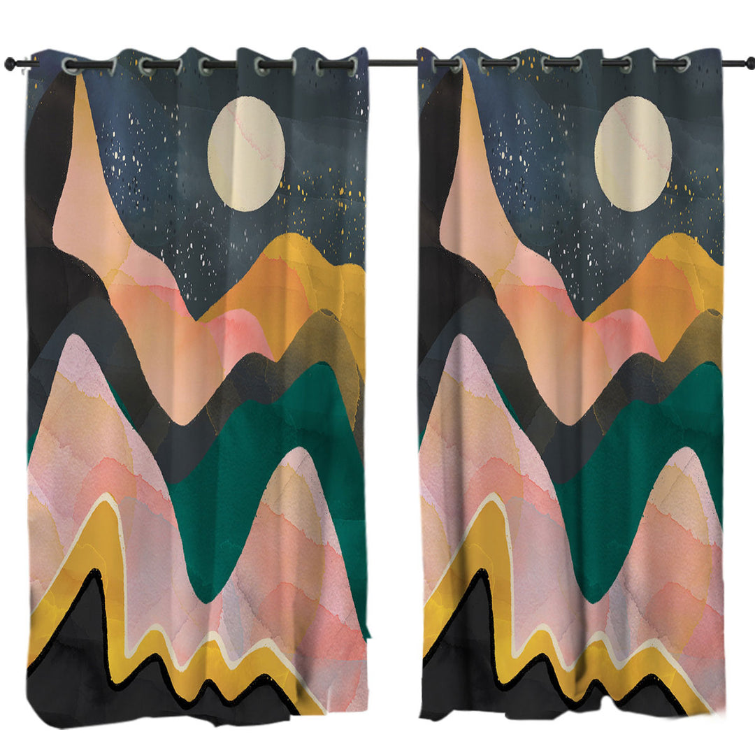 Artistic Mountains under a Full Moon Drapes
