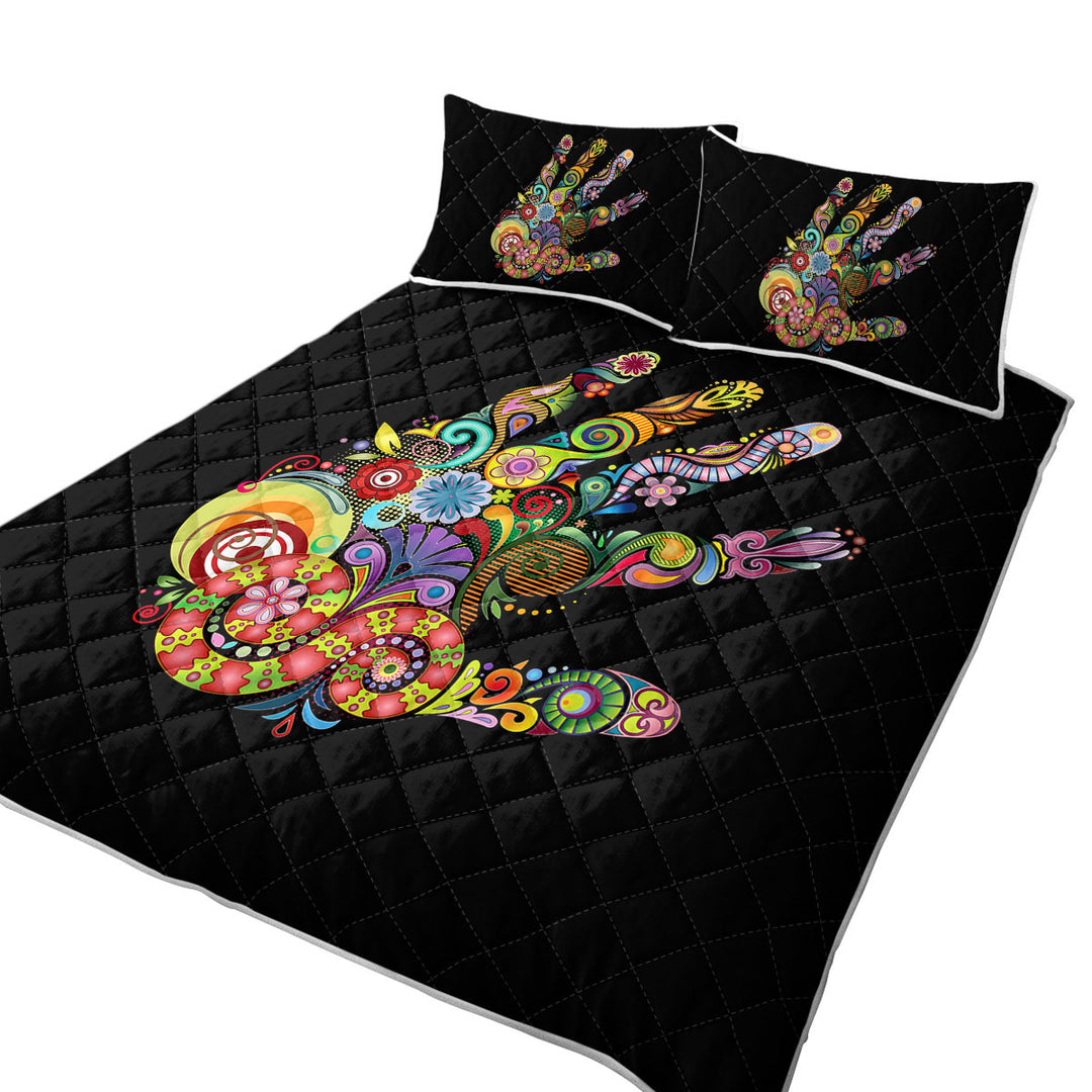 Artistic Multi Colored Hand California King Quilt Sets