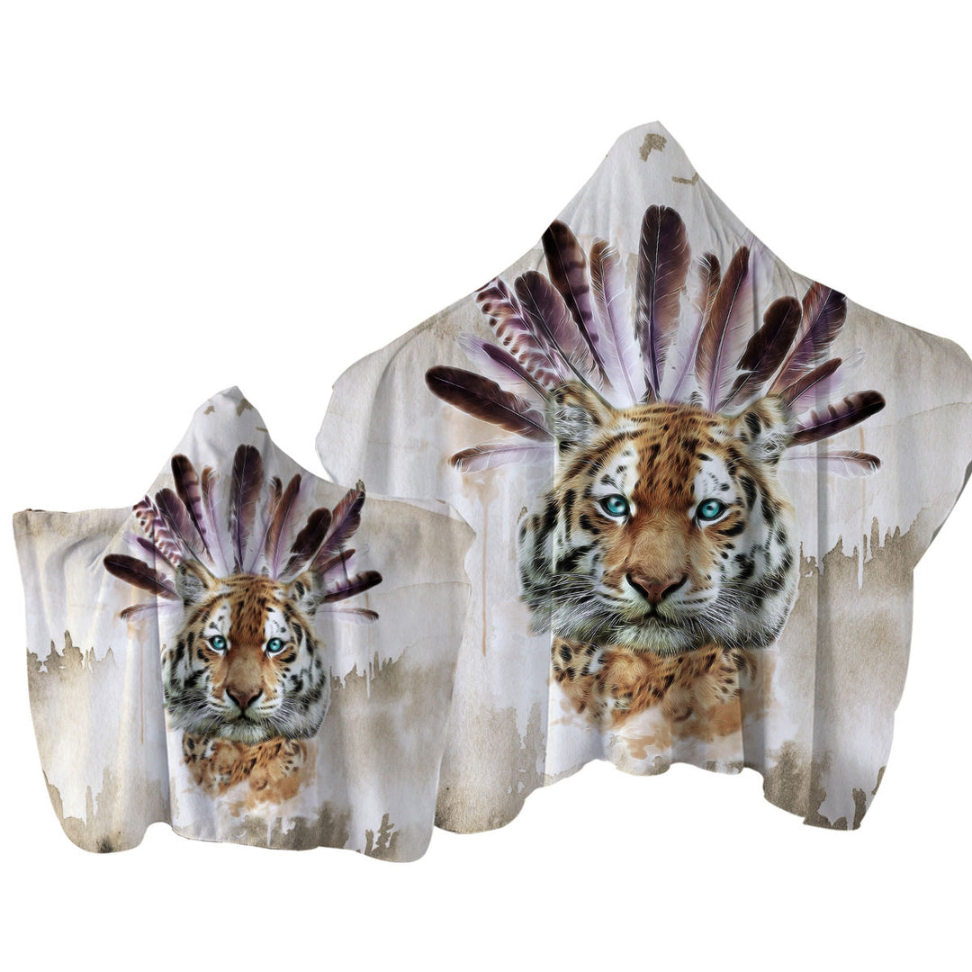 Artistic Native American Tiger Towel Hoodie