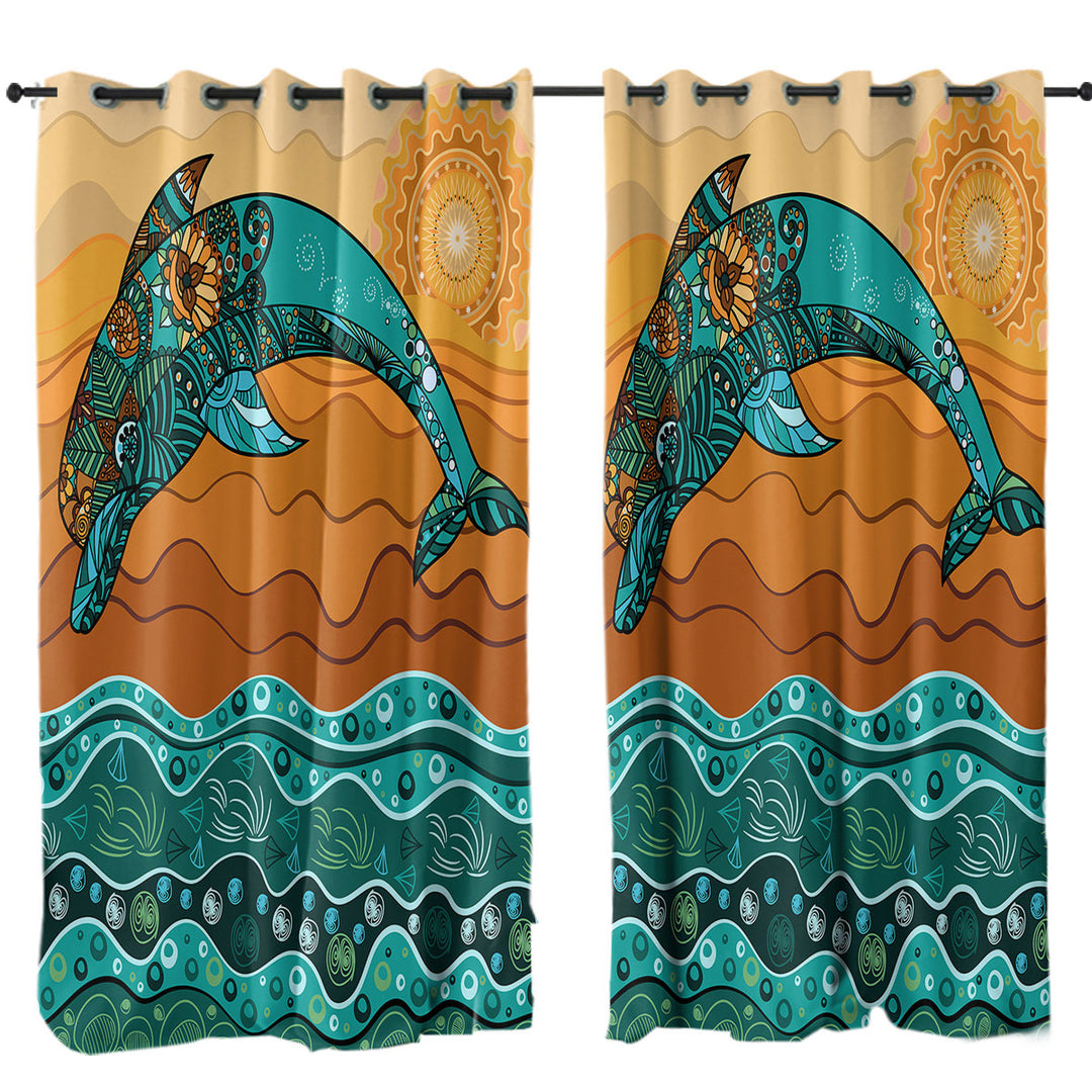 Artistic Ocean and Dolphin Curtains for Living Room