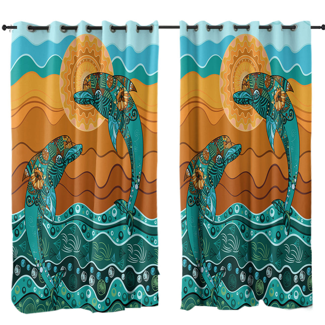 Artistic Ocean and Dolphins Curtains