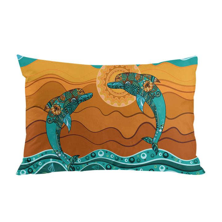 Artistic Ocean and Dolphins Pillow Cases