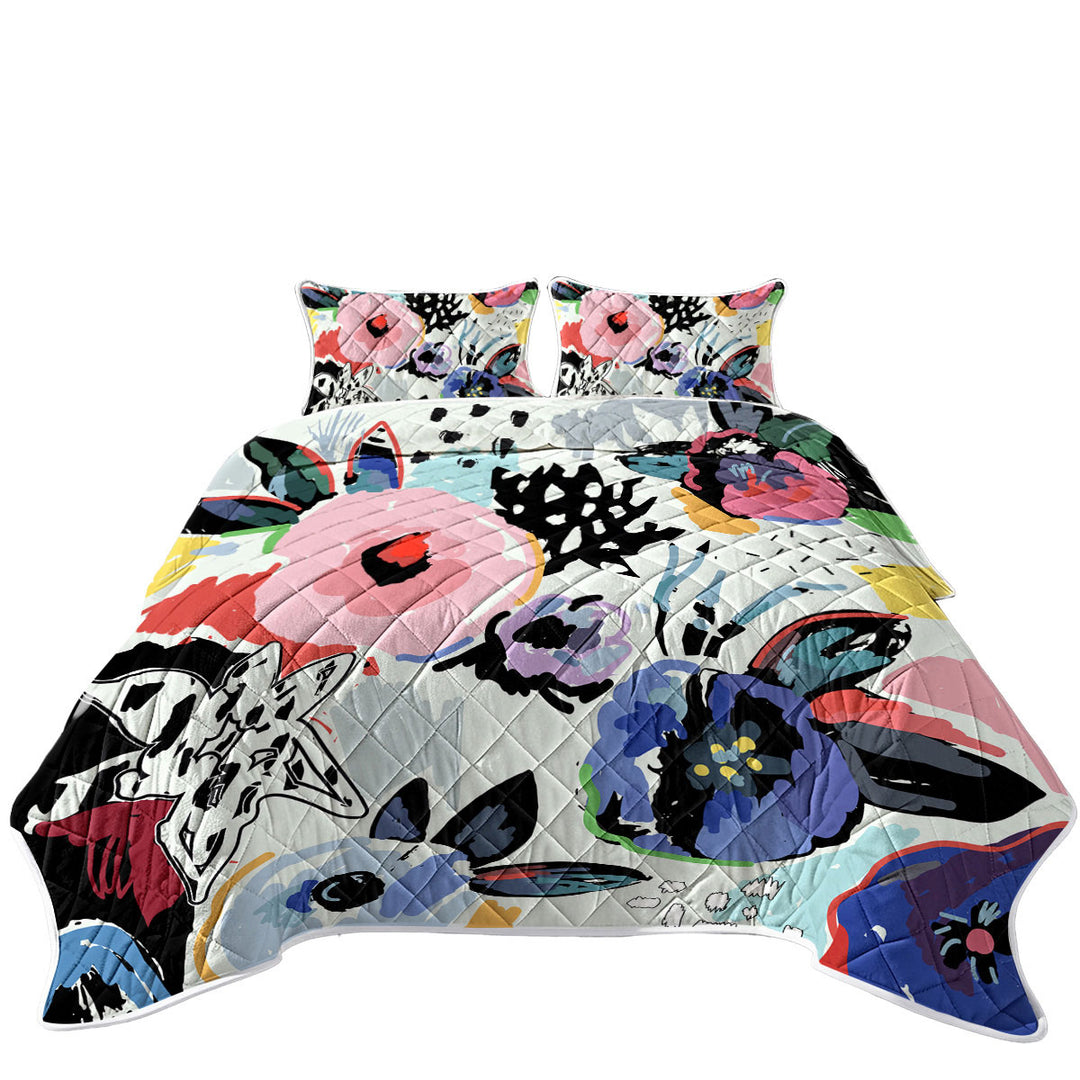 Artistic Painted Flowers Coverlets