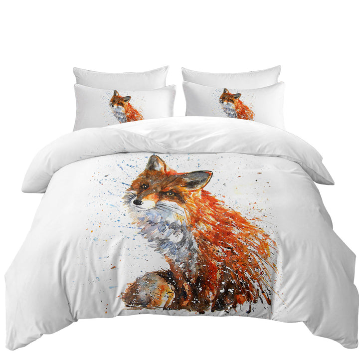 Artistic Painting Sweet Fox Duvet Cover