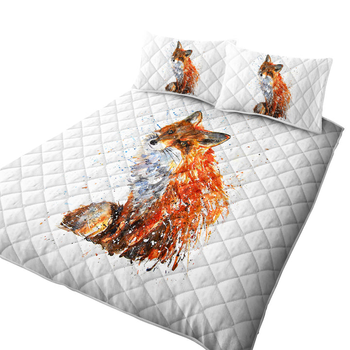 Artistic Painting Sweet Fox King Size Bedspreads