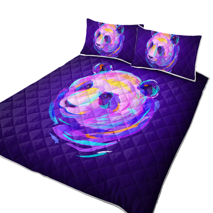 Artistic Purple Panda King Size Bedspreads