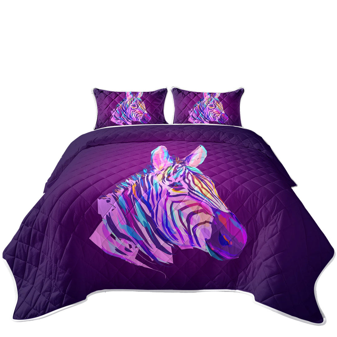 Artistic Purple Zebra King Quilt
