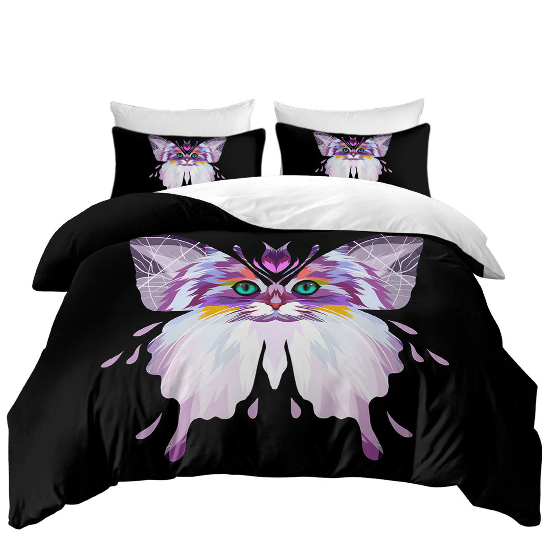 Artistic Purplish Wild Cat Butterfly Bed Covers