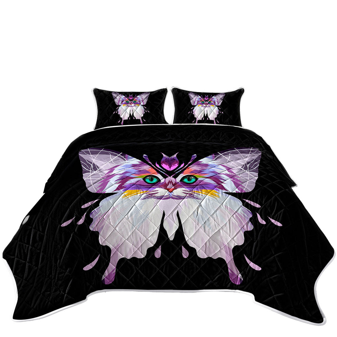 Artistic Purplish Wild Cat Butterfly Coverlet