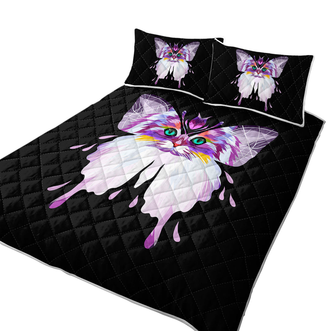 Artistic Purplish Wild Cat Butterfly Quilts