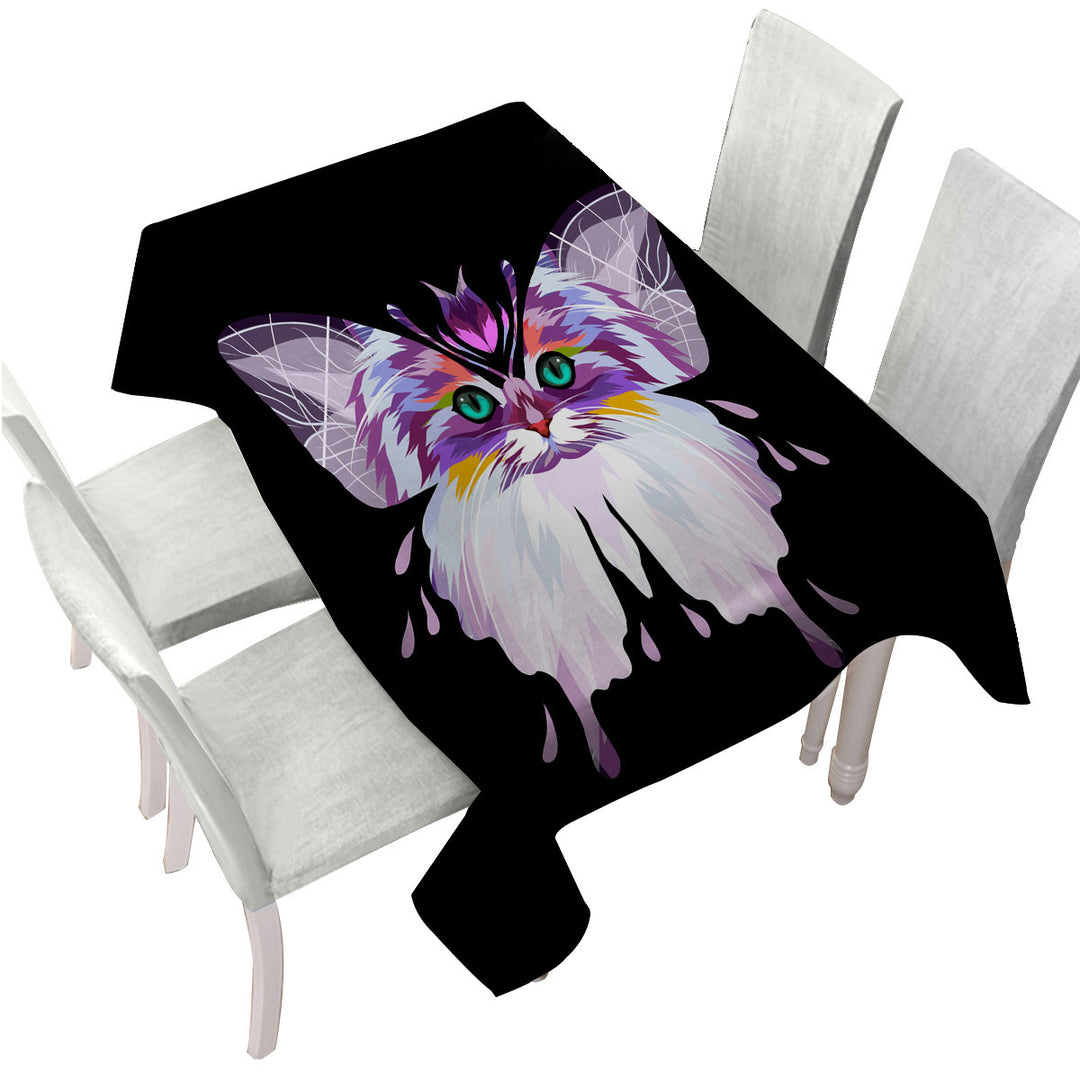 Artistic Purplish Wild Cat Butterfly Tablecloths