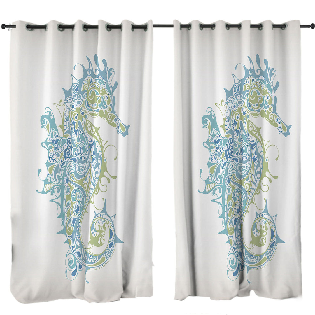 Artistic Seahorse Curtains for Living Room