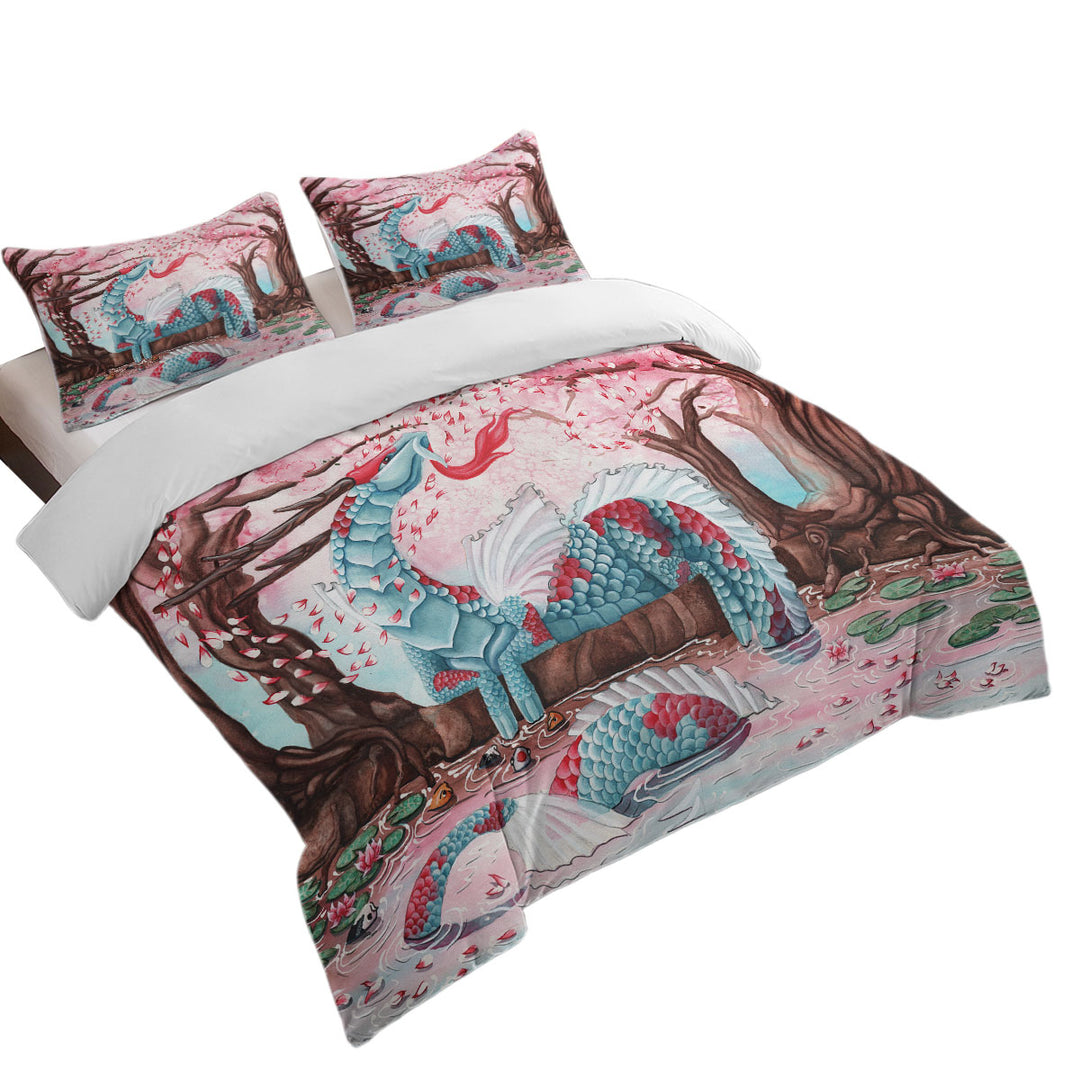 Artwork Cherry Blossom Breeze Japanese Dragon Bed Covers