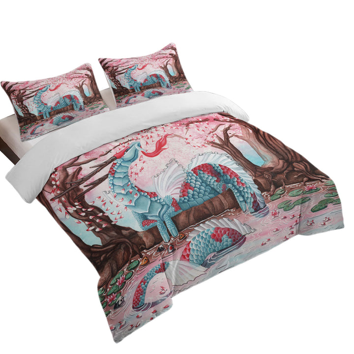 Artwork Cherry Blossom Breeze Japanese Dragon Bed Covers