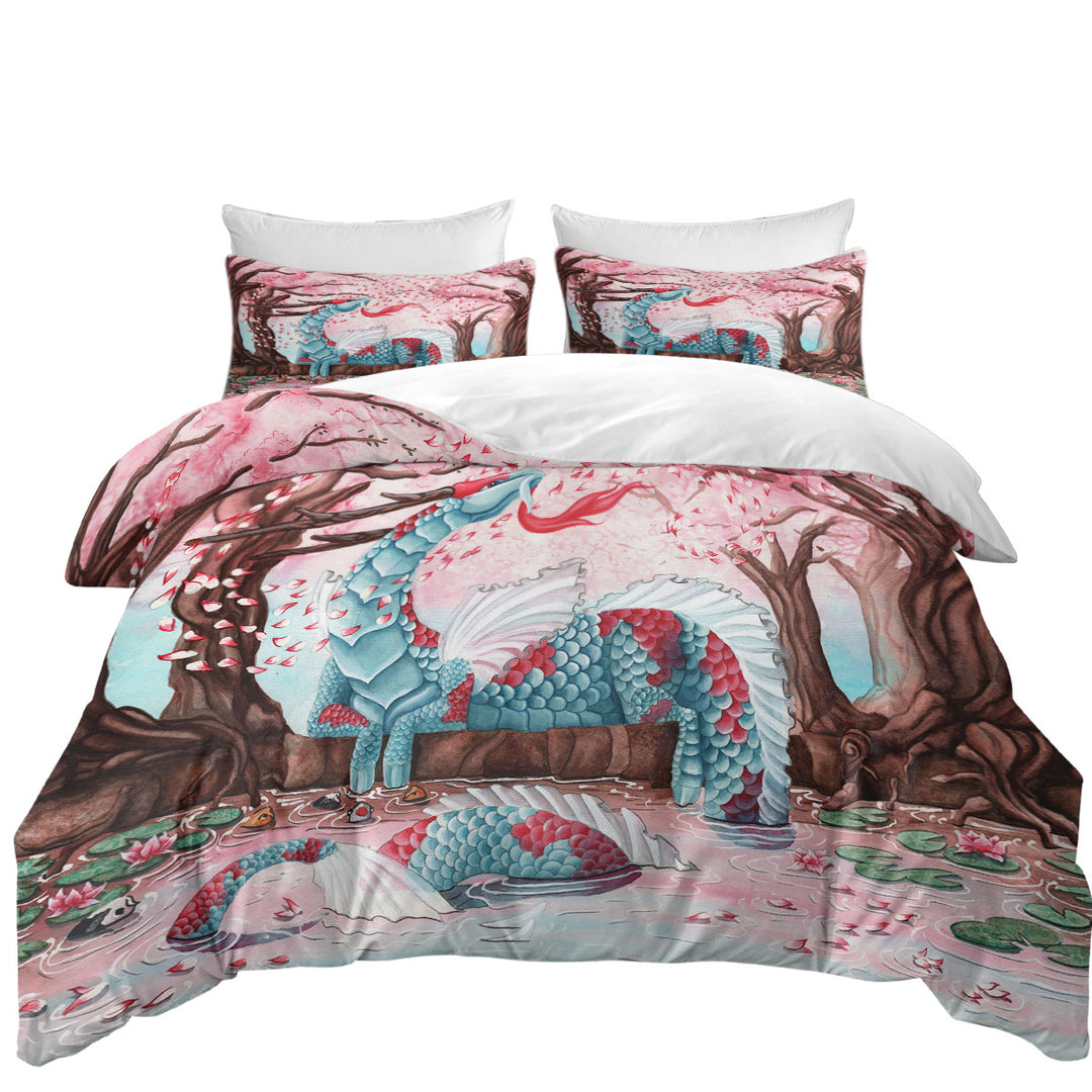 Artwork Cherry Blossom Breeze Japanese Dragon Duvet Cover