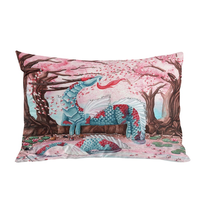 Artwork Cherry Blossom Breeze Japanese Dragon Pillow Cases