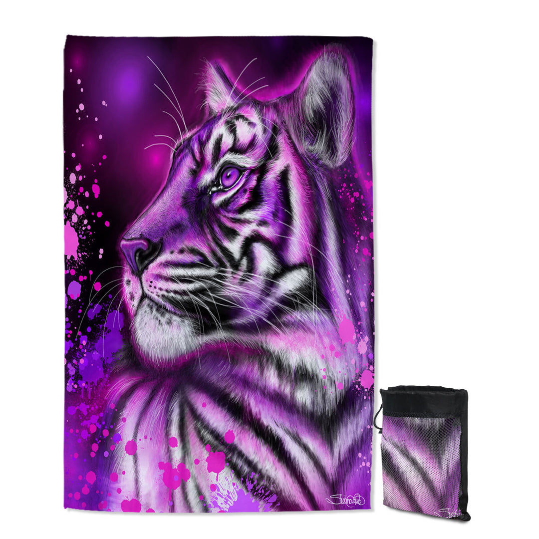 Artwork Neon Purple Pink Tiger Microfiber Towels for Travel