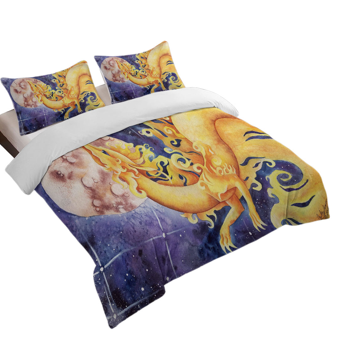 As the Sun Dances Yellow Dragon Art Duvet Cover