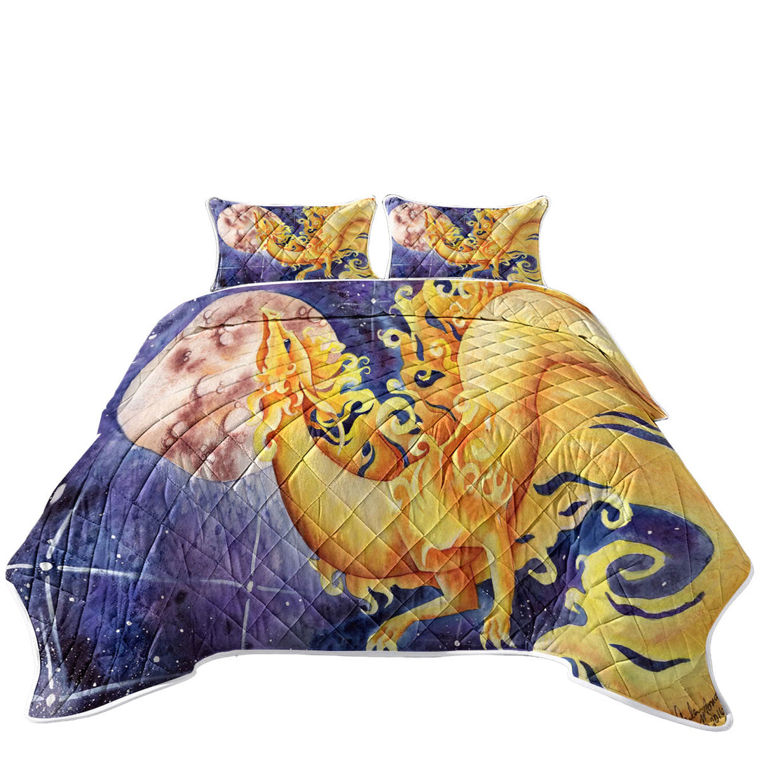 As the Sun Dances Yellow Dragon Art Quilt