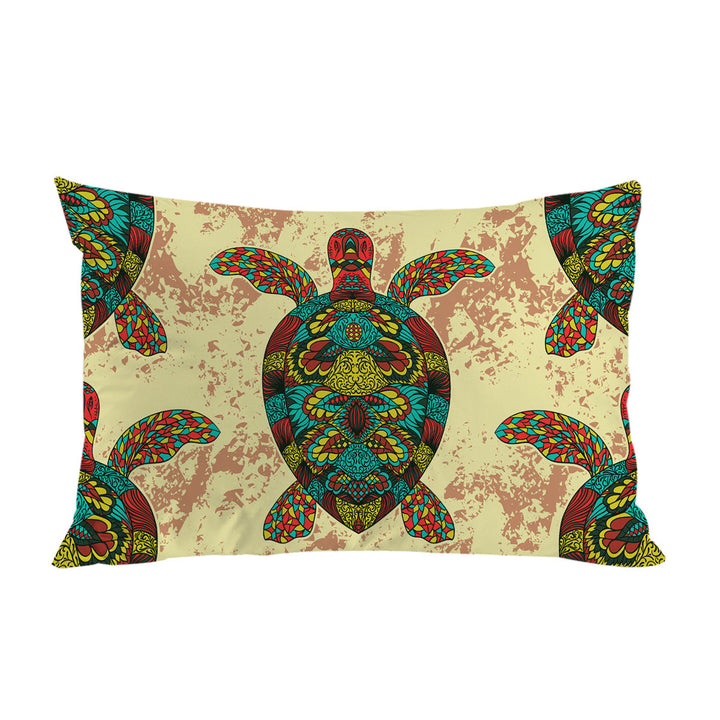 Asian Design Multi Colored Turtle Pillowcase