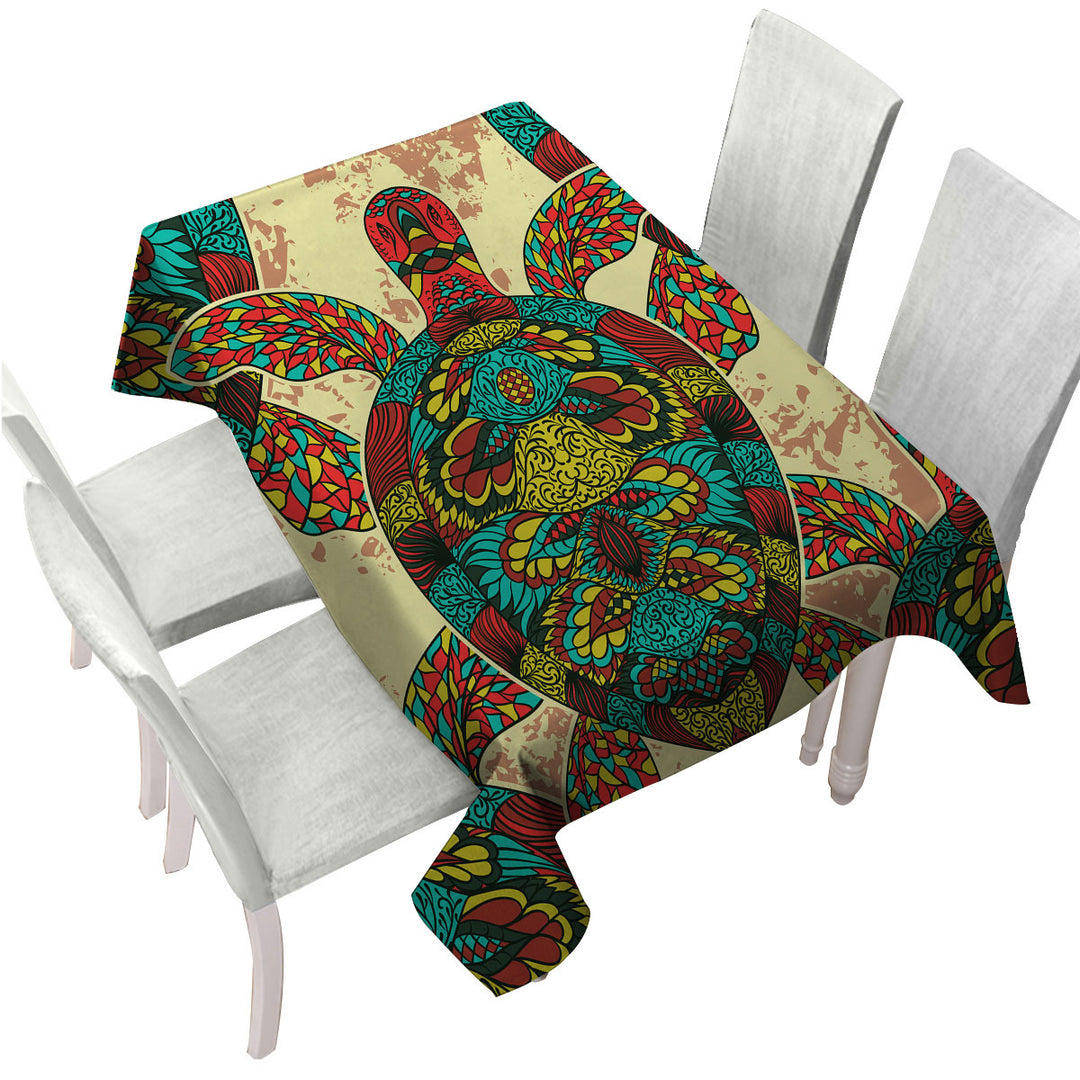 Asian Design Multi Colored Turtle Tablecloths